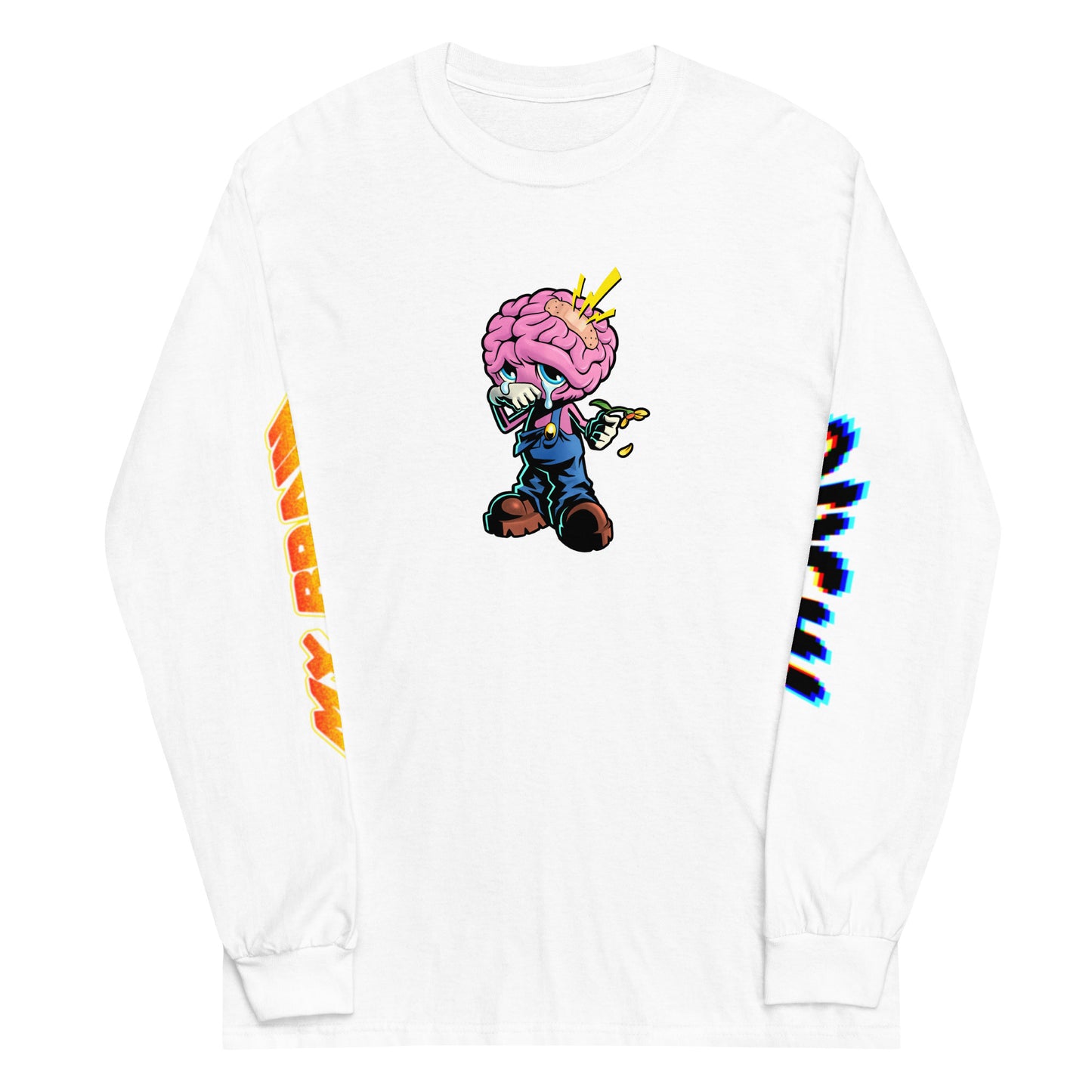 'OUCH! MY BRAIN' White Long-Sleeve Shirt