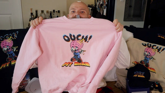 'OUCH! MY BRAIN' Pink Crewneck Sweatshirt
