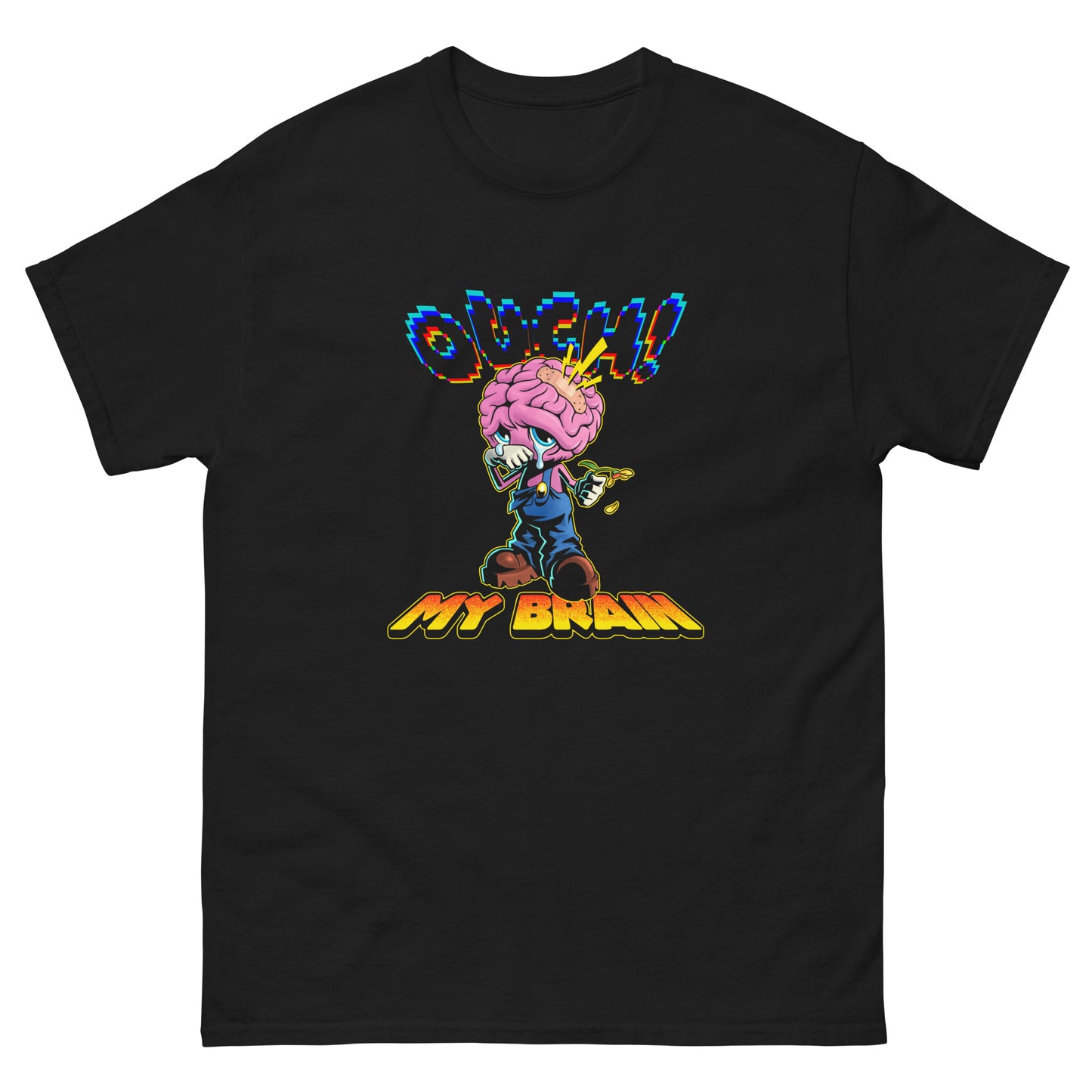 'OUCH! MY BRAIN' Black T-Shirt