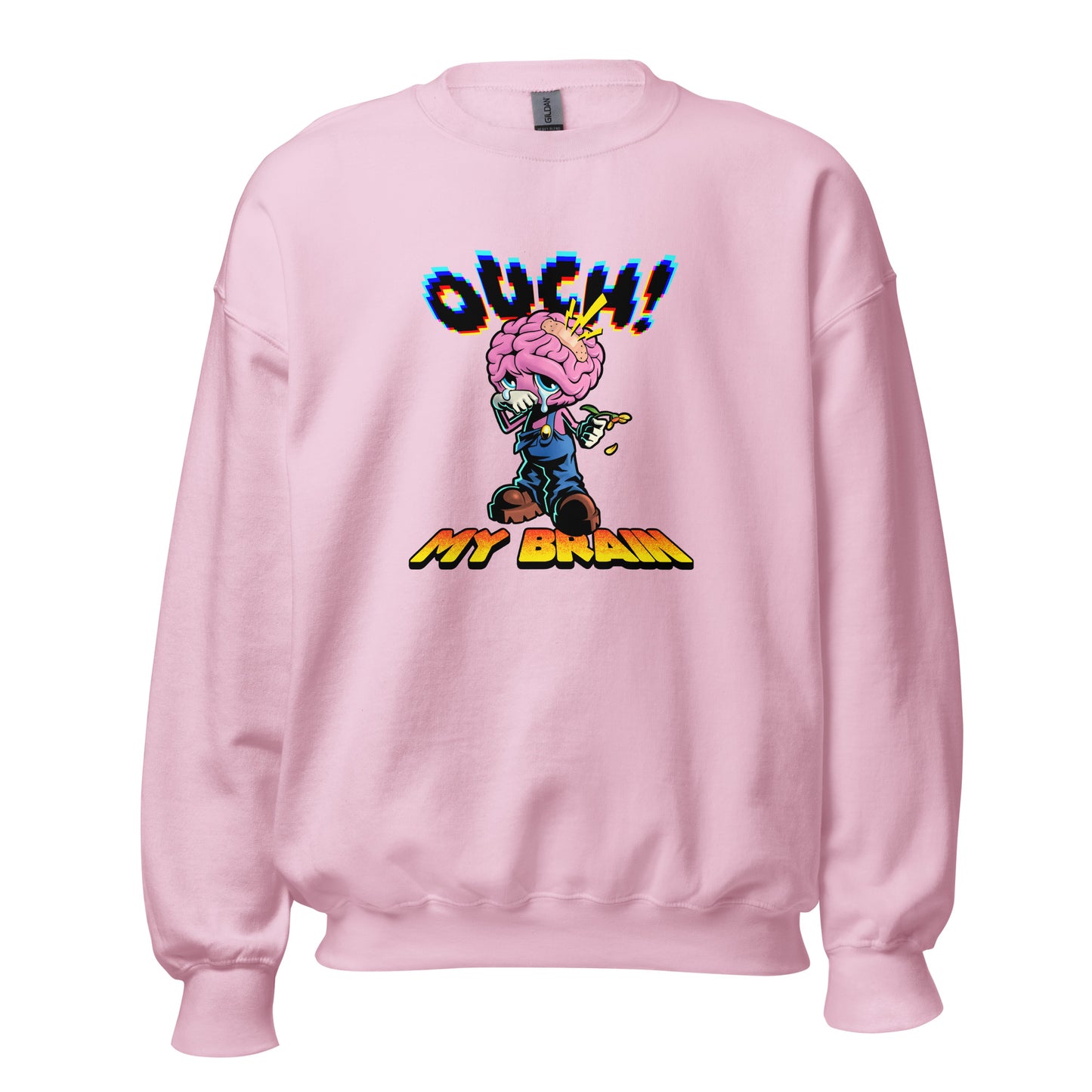 'OUCH! MY BRAIN' Pink Crewneck Sweatshirt